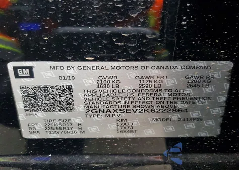 2019 Chevrolet Equinox Ls from USA, damaged, VIN 2GNAXSEV2K6222864